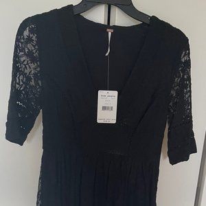 FREE PEOPLE Laurel lace black boho crochet dress size 2